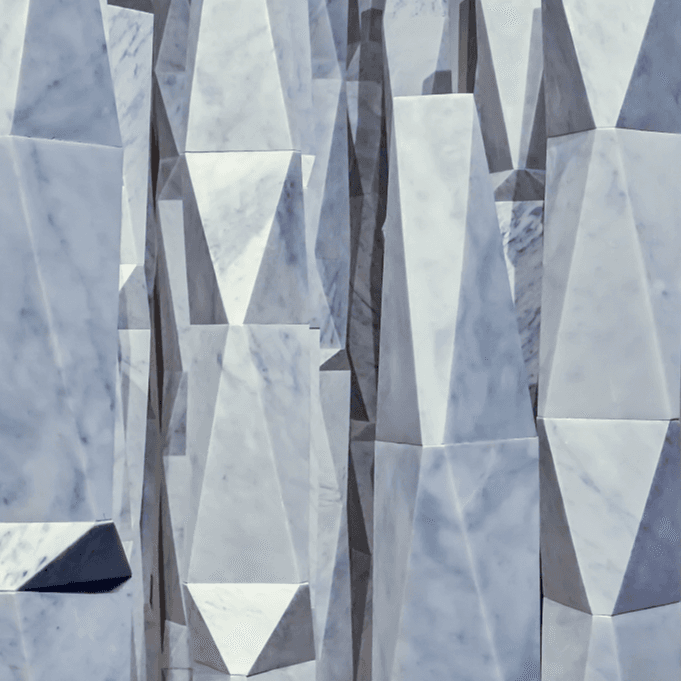 Different shapes of white marble stone