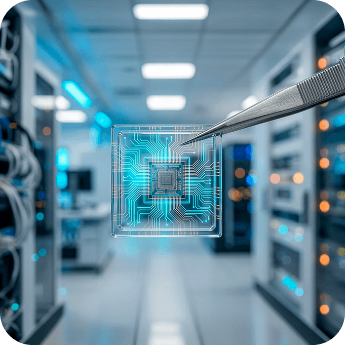 Plane flying above glass buildings