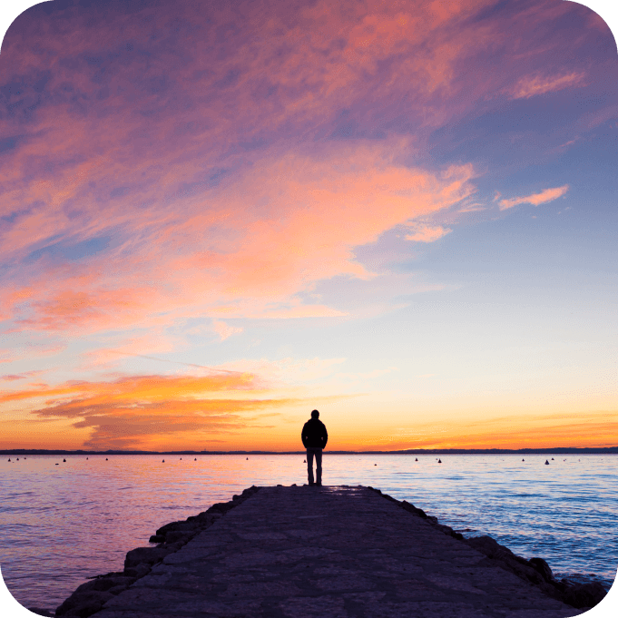 a man observing the ocean