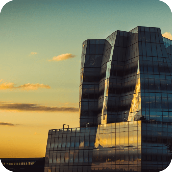 Buildings at sunset